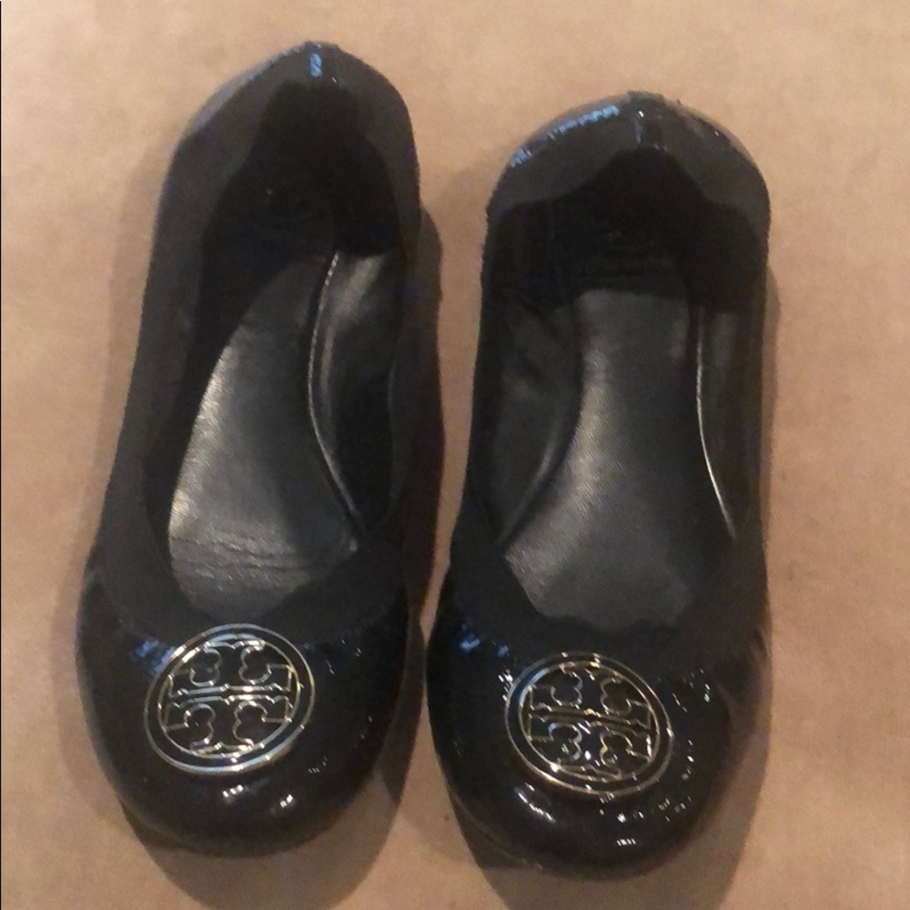 Tori Burch black patent leather ballet flats